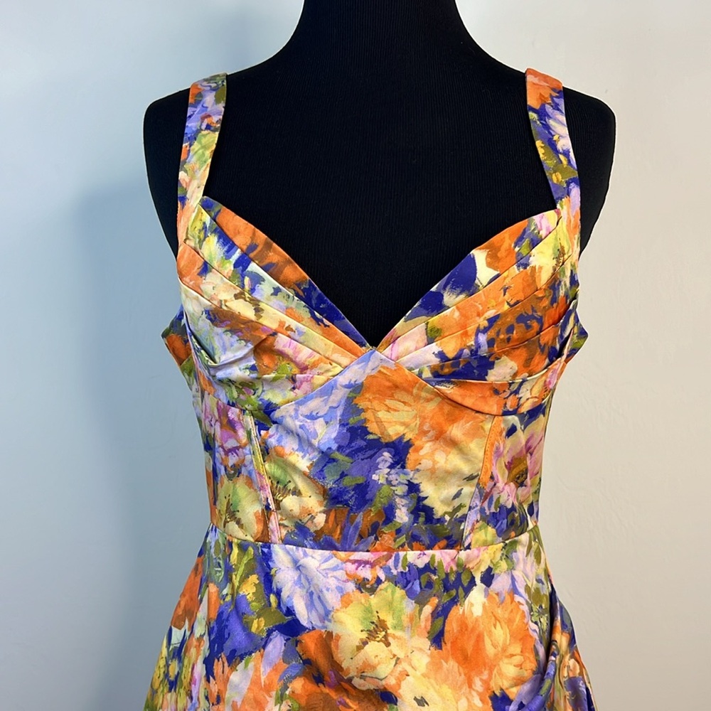 CIDER ASYMMETRIC HEM FLORAL MIDI DRESS S - Picture 4 of 10